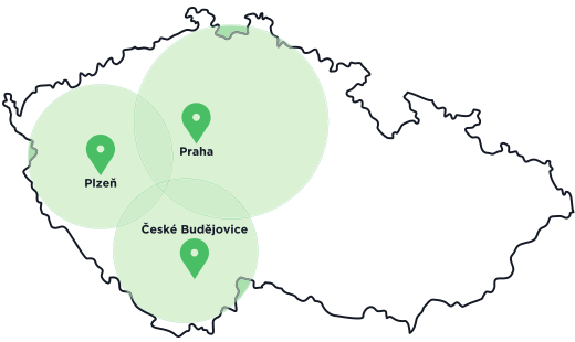 mapka čr - pobočky